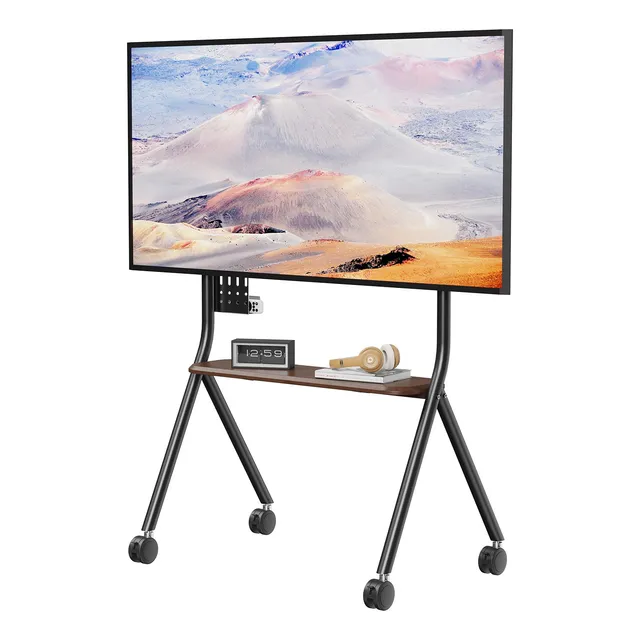 Soporte De Tv Con Ruedas Y Estante Para Arte Móvil De 32-70 Negro