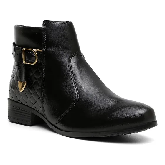 Bota Botinha Coturno Feminina Inverno Couro Ziper Promoção