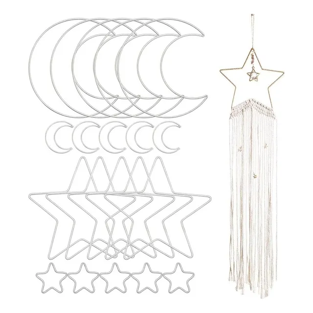 Set Luna Y Estrella De Metal Manualidades Decoración Macramé
