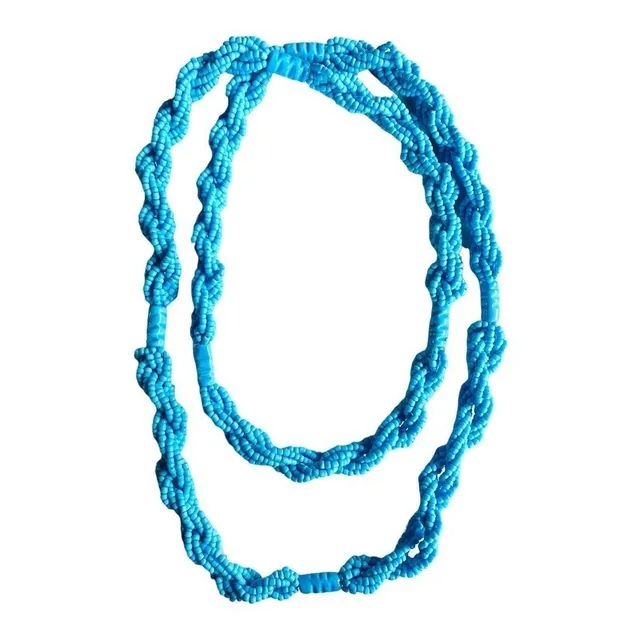 Guia Brajá 7 Fios Trançado Iemanja Azul Royal 80cm Umbanda