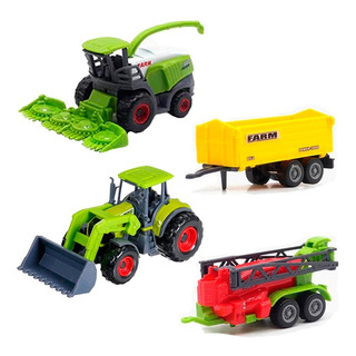 Kit 4 Pcs Colheitadeira, Tratores E Carretas Farm Set Metal Kit 4 Pcs Colheitadeira, Tratores E Carretas Farm Set Metal