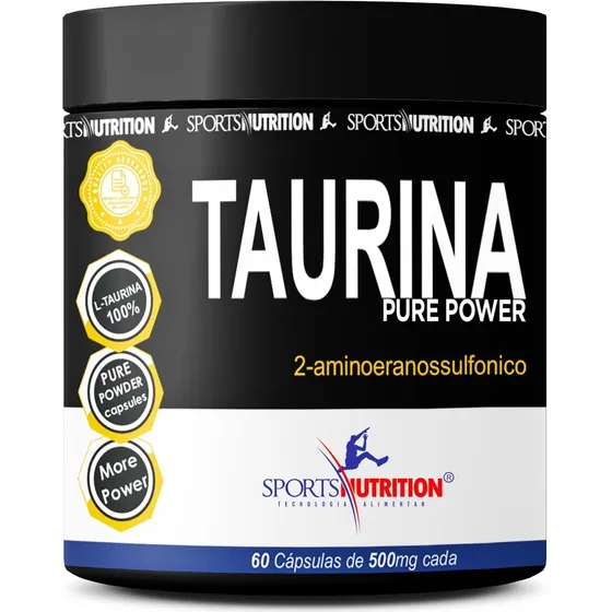 Taurina 100% Pura Fórmula Avançada Com 500mg por Cápsula - Auxilia Na Definição Muscular - 60 Cápsulas