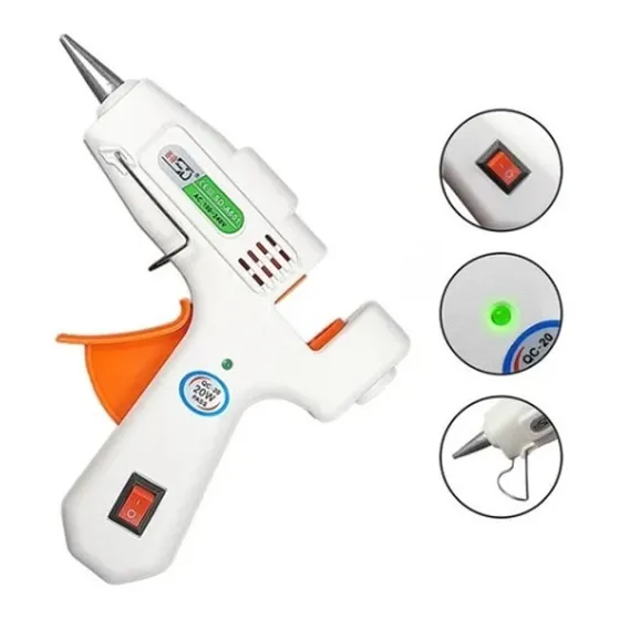 Pistola Cola Quente Bico Fino Profissional 127/220V Hotmelt Branco