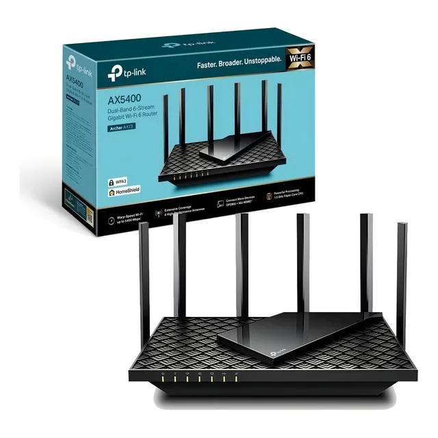 Router TP-Link Archer Ax73 Wi-Fi 6 Ax5400 de doble banda, color negro, 110 V/220 V