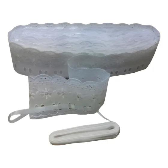 4 Mts Passa Fita Bordado Inglês Largo 5,5cm + Fita Cetim  #