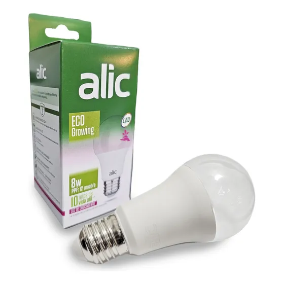 Lampara Para Cultivo Indoor Alic A60 Growing 8w Eco Led