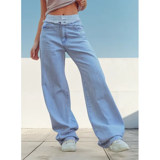 Jean Baggy Doble Cintura Mujer Wide Leg Julitabaires