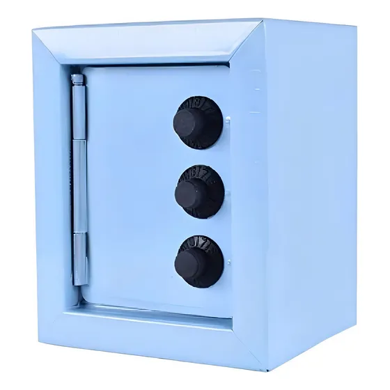 Mini Cofre Com Segredo Para Moedas Notas Cofrinho Fercar Cor Azul-claro