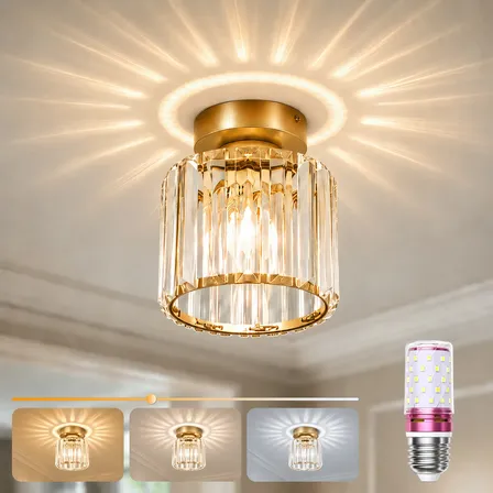 Lustre Cristal Luminária De Teto Moderna Lâmpada De Incluída 127/220v Dourado