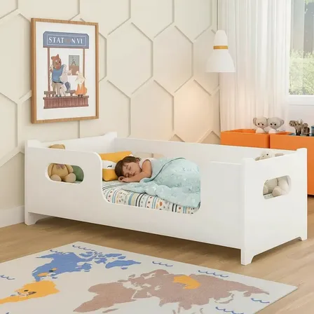 Cama Montessoriana Infantil Solteiro Baixa Segura 100% Mdf