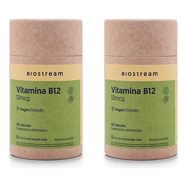 Pack X2 Vitamina B12 12mcg Vegana 120 Cápsulas Biostream
