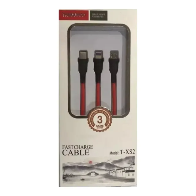 Cable Multiple Carga Rapida 3 En 1 iPhone Tipo C Y Micro