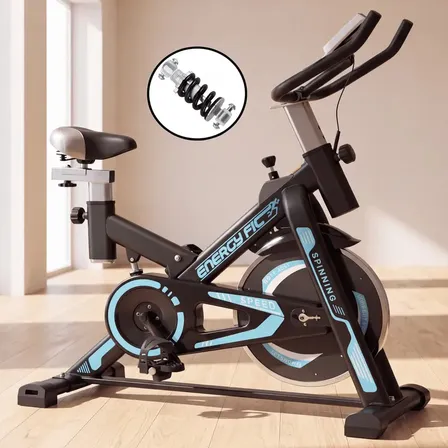 Bicicleta Spinning Shock Rider Profesional Con Amortiguador 30 Kgs y App Bluetooth Energy Fit