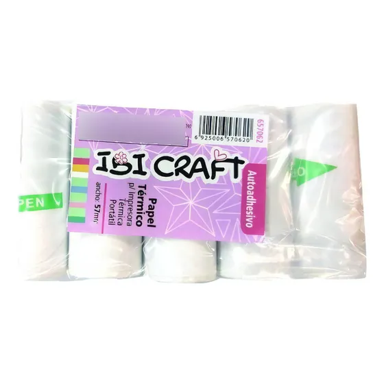 Papel Rollo Térmico Impresora Ibi Autoadhesivo X 5 Blanco