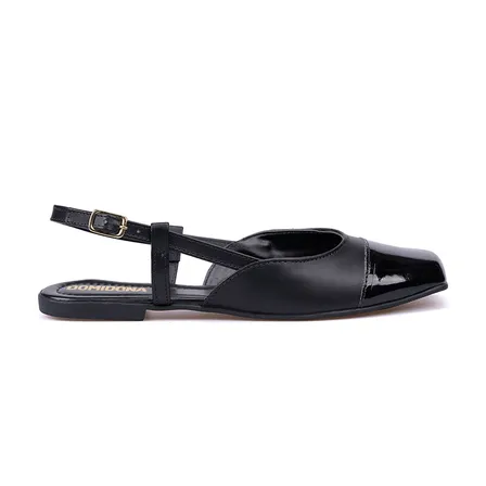 Sapatilha Feminina Slingback Bicolor Bico Quadrado