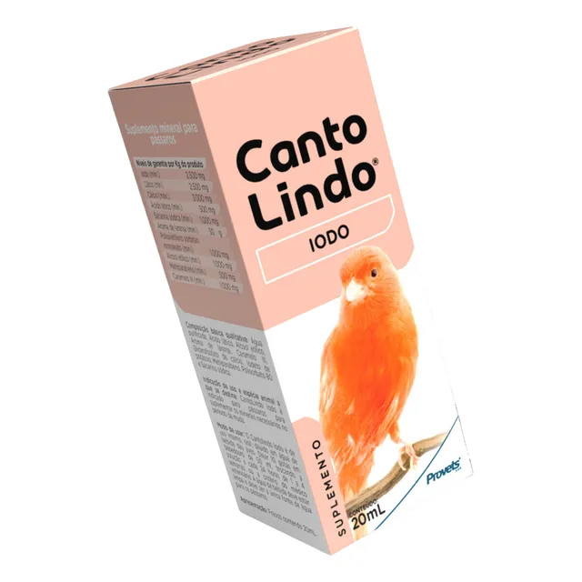 Cantolindo Iodo 20ml - Muda De Pena Encruada Pássaros E Aves