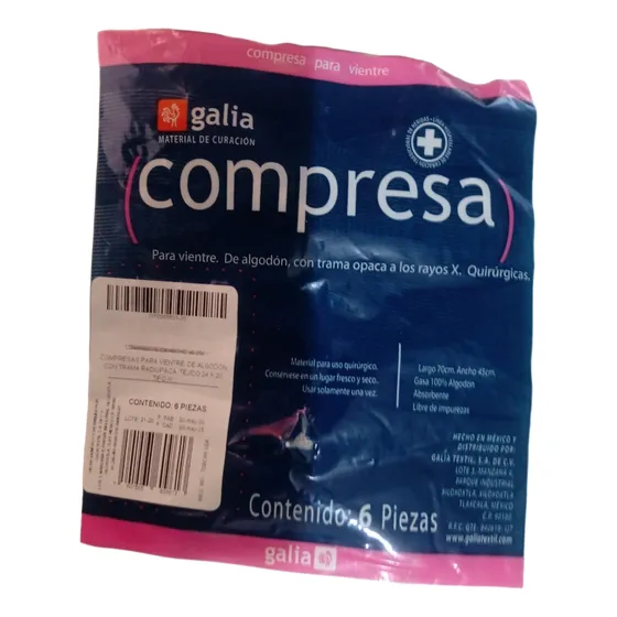 2 Paquetes Compresa Galia Para Vientre C/6 Algondon C/trama