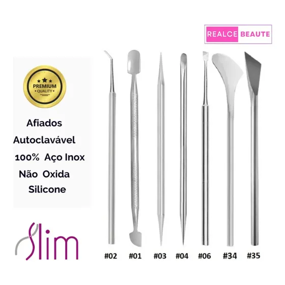 Kit Cutelaria Pedicure Profissional Instrumentos 7 Peças Inox Slim