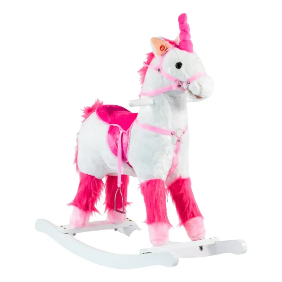Caballo Mecedor Mega Baby Con Sonido Unicornio Peluche Color Unicornio Blanco