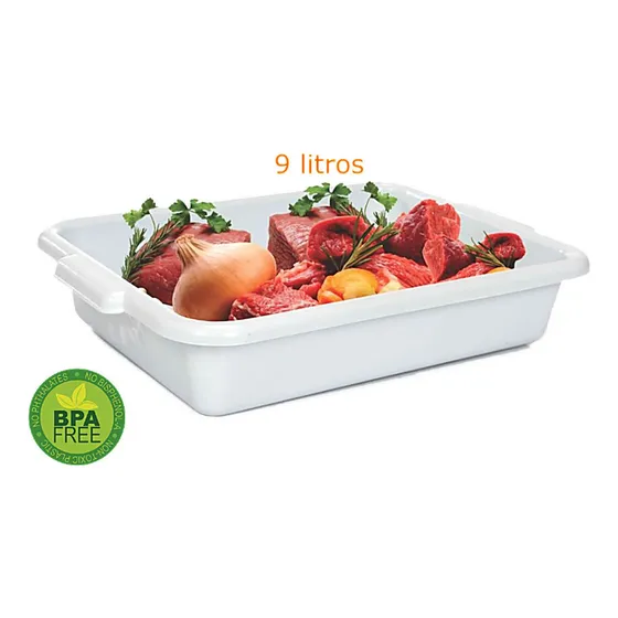 Kit 5 Bacias Churrasco Expor Servir Carne 9 Lts Pote Grande Cor Branco