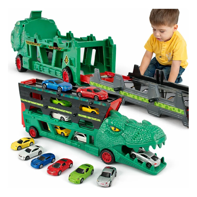 Lançador Dino Truck Super Carrinhos Caminhão Cegonha Pista Verde Lançador Dino Truck Super Carrinhos Caminhão Cegonha Pista Verde