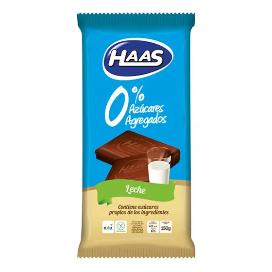 Tableta Chocolate Con Leche Haas Sin Azúcar 150g Sin Gluten