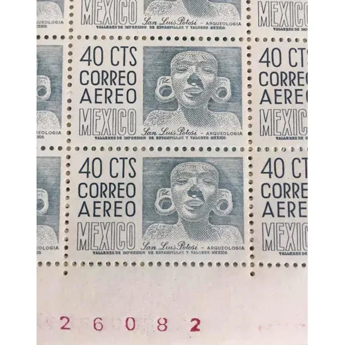Planilla Completa 1957 Slp Arqueología 40 Cts Aereo Mexico 