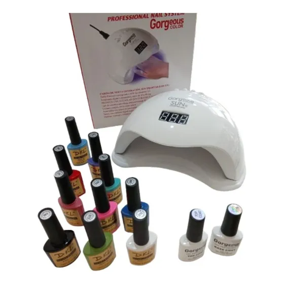 Kit Lampara + Regalo 10 Semipermanentes + Base +top Surtidos