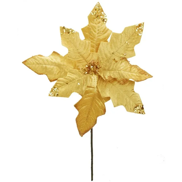 Nochebuena Artificial Decoración Navideña 30 Cm 9 Pz Color Dorado