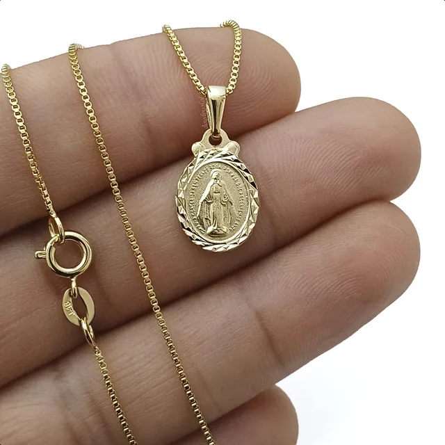 Cadena En Oro Laminado Y Dije Virgen Milagrosa