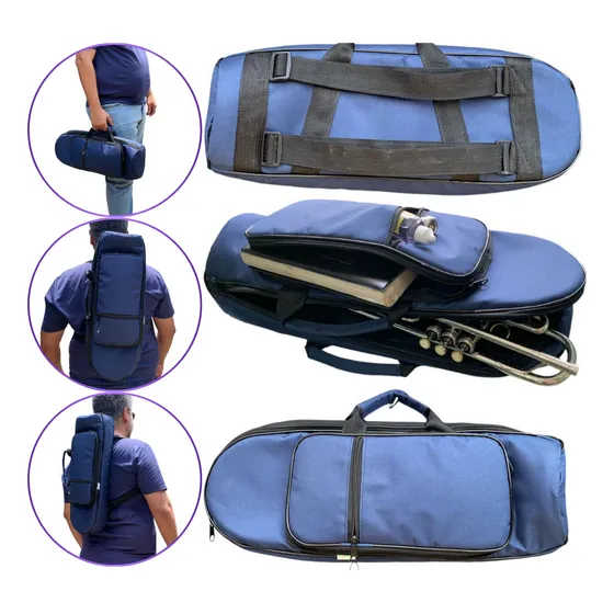 Capa Bag Soft Case Trompete Mochila Espumada Luxo Extra Nfe