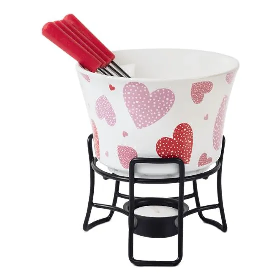 Aparelho De Fondue Brinox Fondue 7 Peças Corações Cerâmica