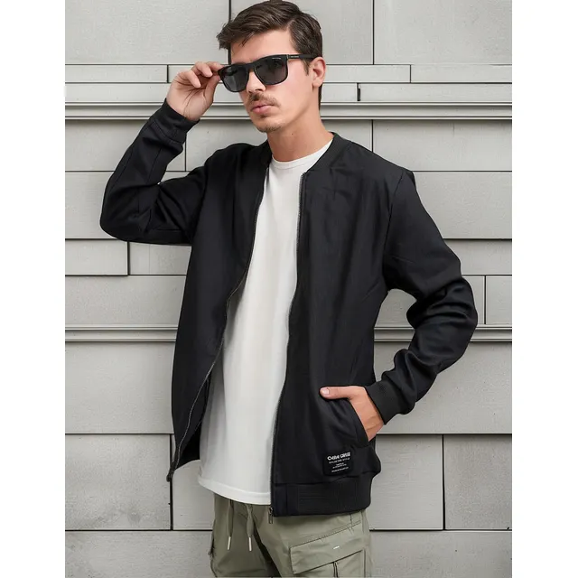Campera Bomber Lisa Cara Cruz Jeans Gabardina Negra
