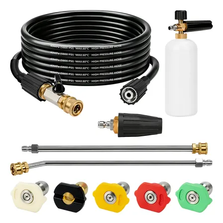 15m Mangueira Para Lavadora Alta Pressão Kit 7 Compatíve Wap Preto