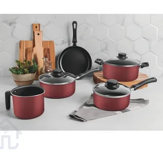 Conjunto Panelas Antiaderente Tramontina 5 Peças Caribe Cor Vermelha Conjunto Panelas Antiaderente Tramontina 5 Peças Caribe Cor Vermelha