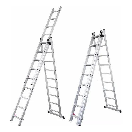 Escalera Aluminio Extensible Tijera 3 Tramos 9 Escalones