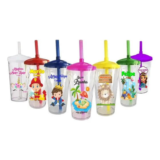 30 Copos Com Tampa E Canudo Personalizado Twister Tema Cor Cores Do Tema
