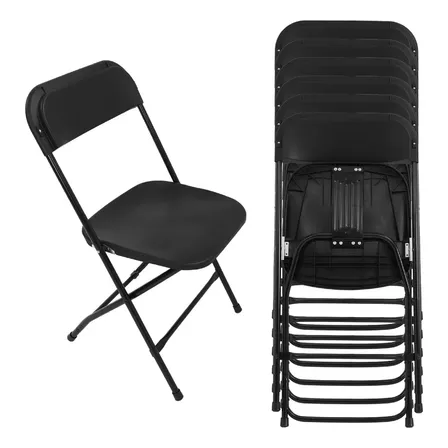 Set De 6 Sillas Plegables Reforzadas Plástico Negro Styrka Negro