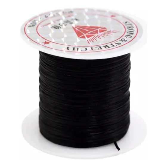 Hilo Elastico Para Pulsera 0.6 Mm Color Negro  20 Mtrs Aprox