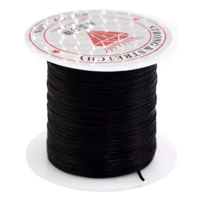 Hilo Elastico Para Pulsera 0.6 Mm Color Negro  20 Mtrs Aprox