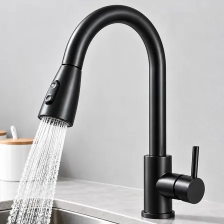 Torneira Para Cozinha Gourmet Monocomando Extensível Preta Preto Fosco