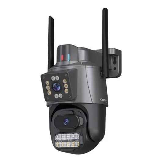 Cámara De Seguridad Xion Smart Wifi Doble Lente Alarma Luz Led Color Negro