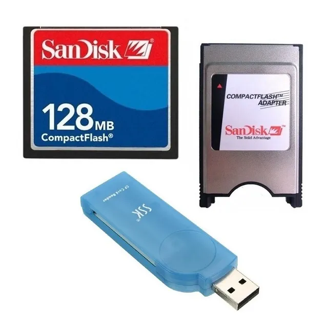 Combo Memoria Cf 128mb Sandisk + Adaptador + Lector