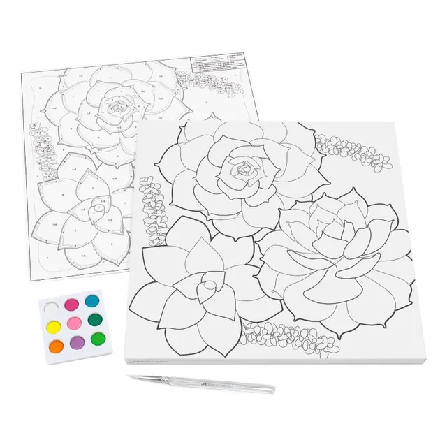 Lienzo Para Pintar Faber Castell Paint By Number Suculenta