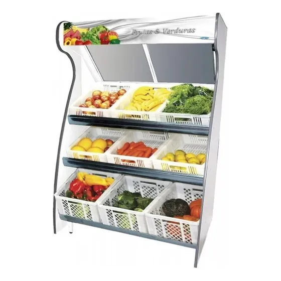Exhibidor Frutas Y Verduras 9 Cajones Con Luz Y Espejo