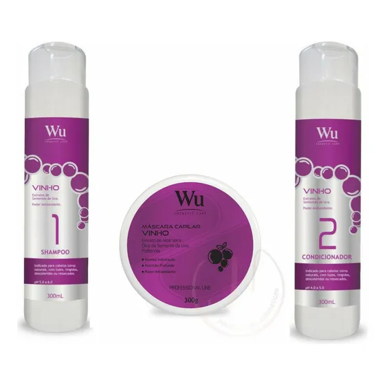 Kit Vinho Terapia 3 Passos Manutenção - Wu Cosmetic Care