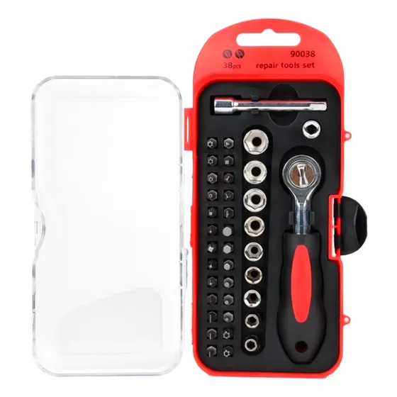Set Kit Herramientas Juego Llave Tubo Estuche 38pza Premium Color Rojo