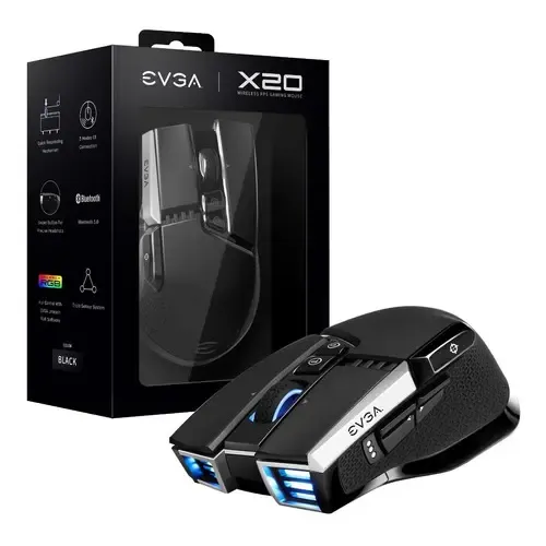 Mouse Gamer Inalambrico Evga X20 16000dpi 10 Botones Black Color Negro | Cuotas sin interés