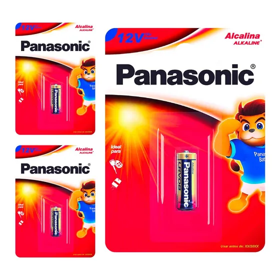 3 Baterias Pilha Alcalina Panasonic 12v Lrv08 Mn21 A23