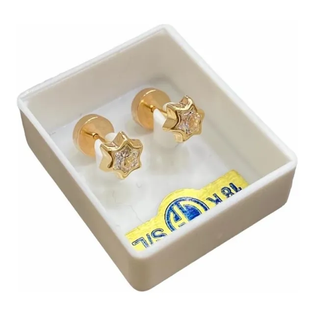 Abridor Oro 18kts Bebe Estrella Cubic  Blanco Marca Ch 782 